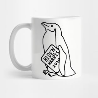 Penguin with Biden Harris Sign Outline Mug